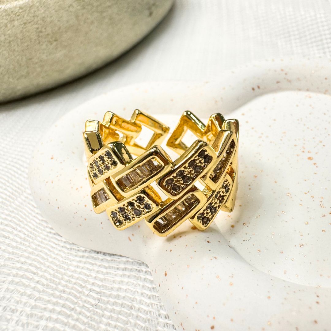 Wide Faux Diamond Unisex Anti-tarnish Ring (RG264)