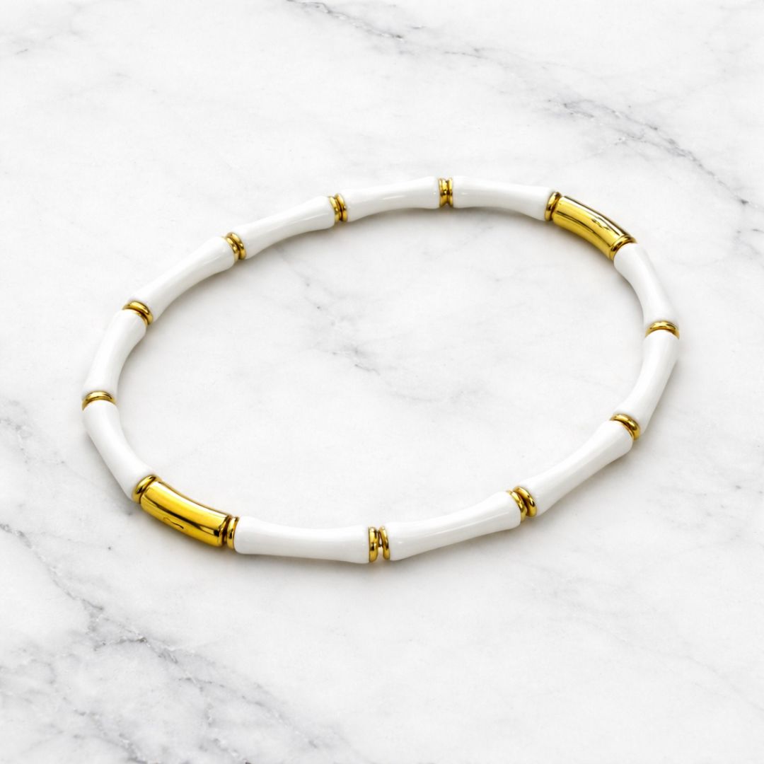 Lisa White Bamboo Bracelet