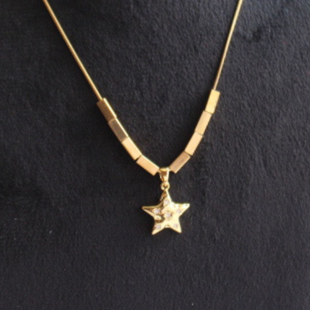 Golden Star with Cubic Metalic beads Necklace (NL6020)