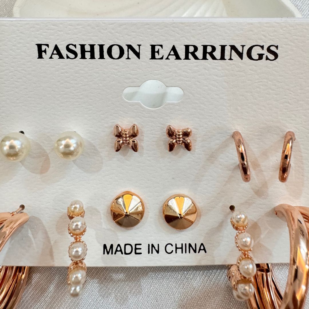 Mississippi Rosegold Earrings Combo (6 Earrings)