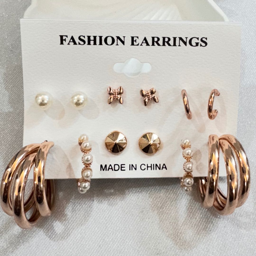 Mississippi Rosegold Earrings Combo (6 Earrings)