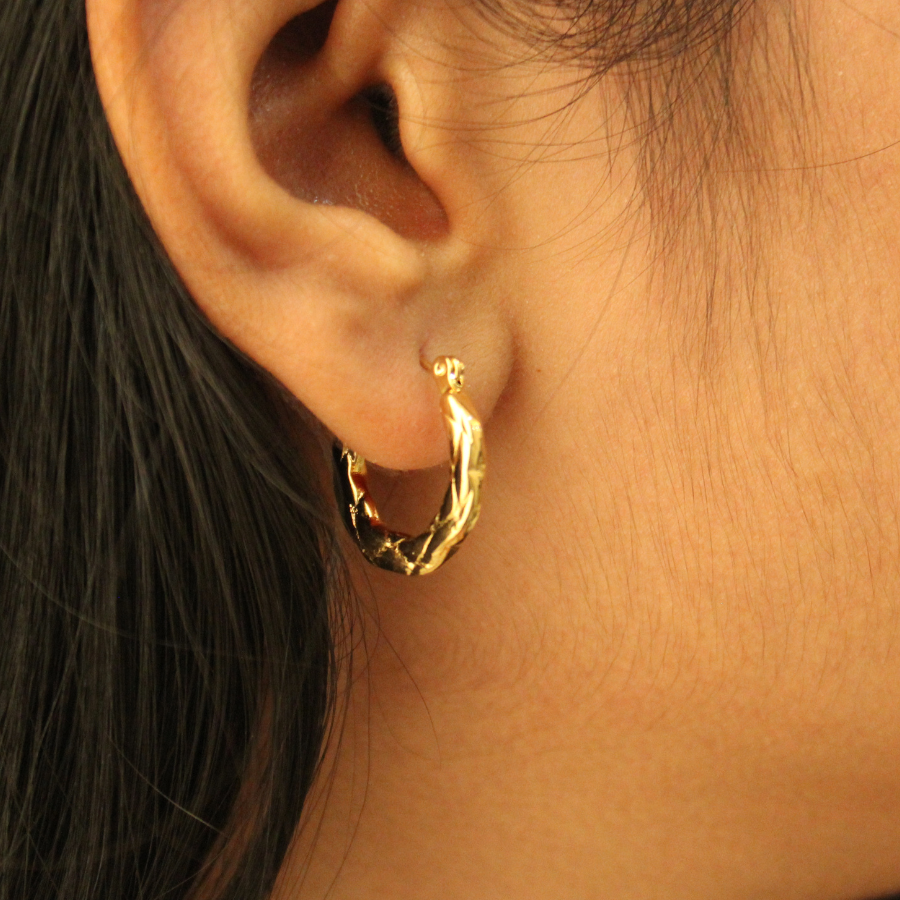 Tiya Textured Anti-tarnish Hoops (ER120)