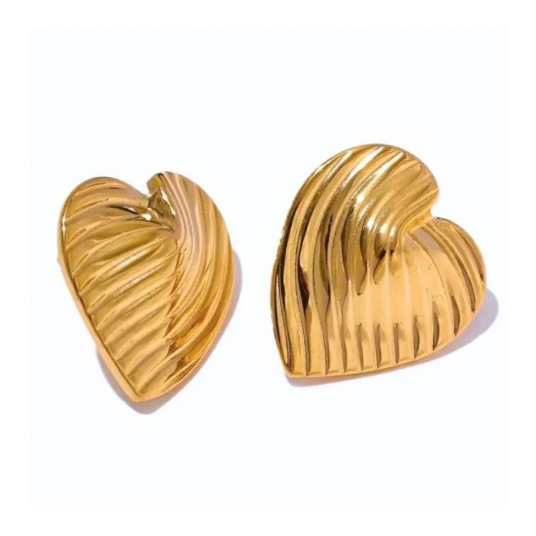 Carved Hearts Anti-tarnish Earrings (ER139)