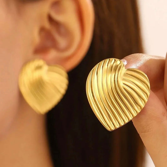 Carved Hearts Anti-tarnish Earrings