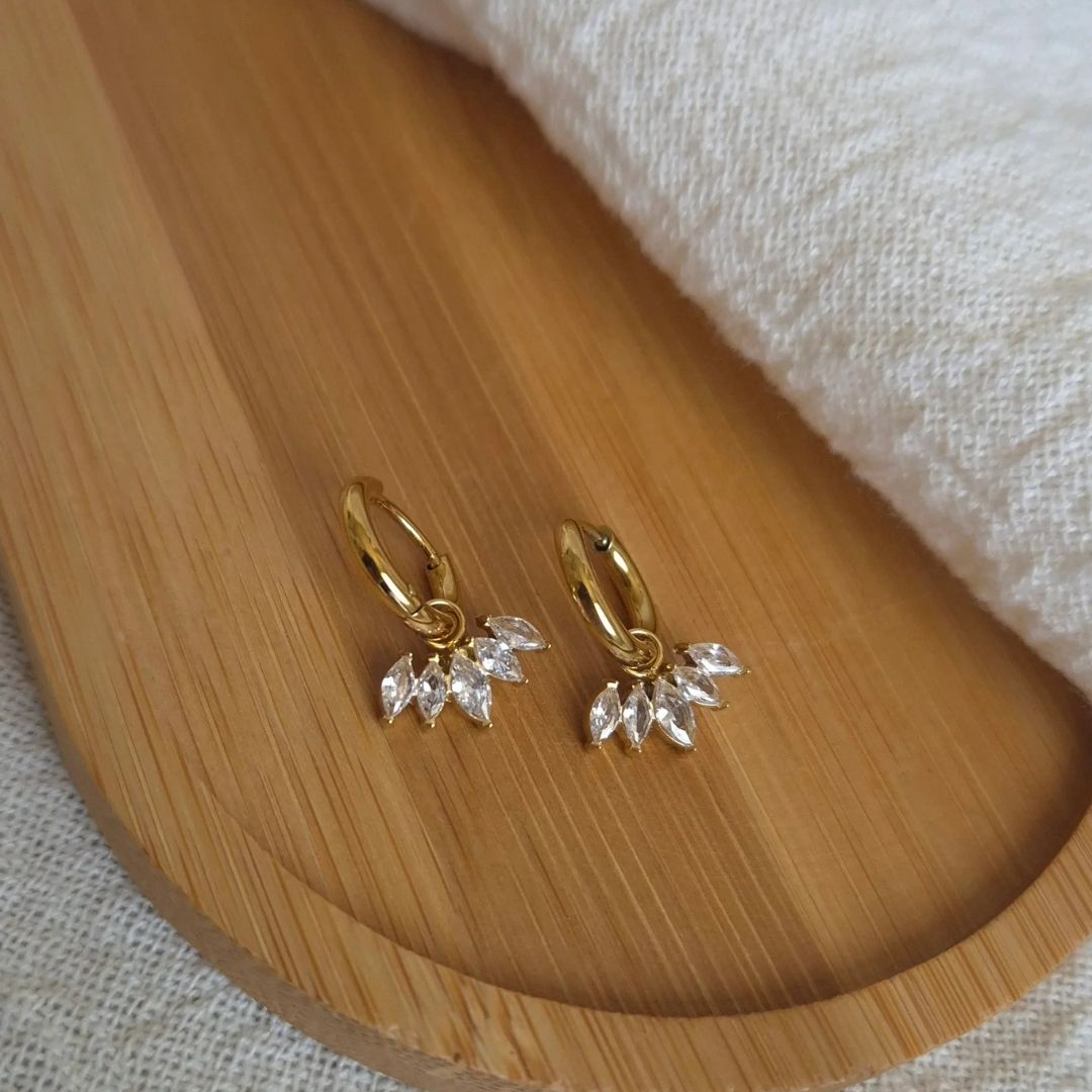 Golden Petal Hoops Earrings