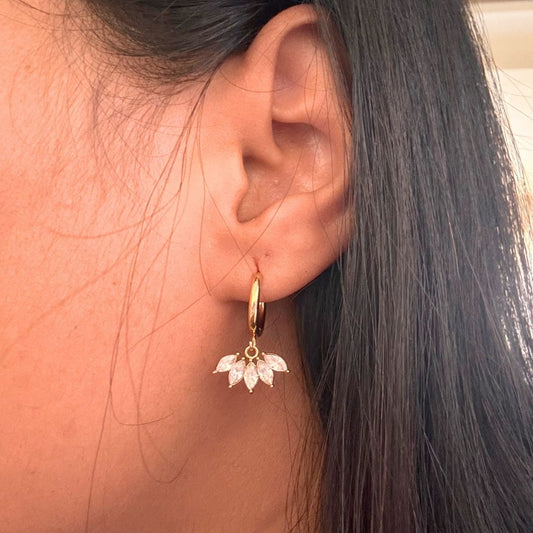 Golden Petal Hoops Earrings