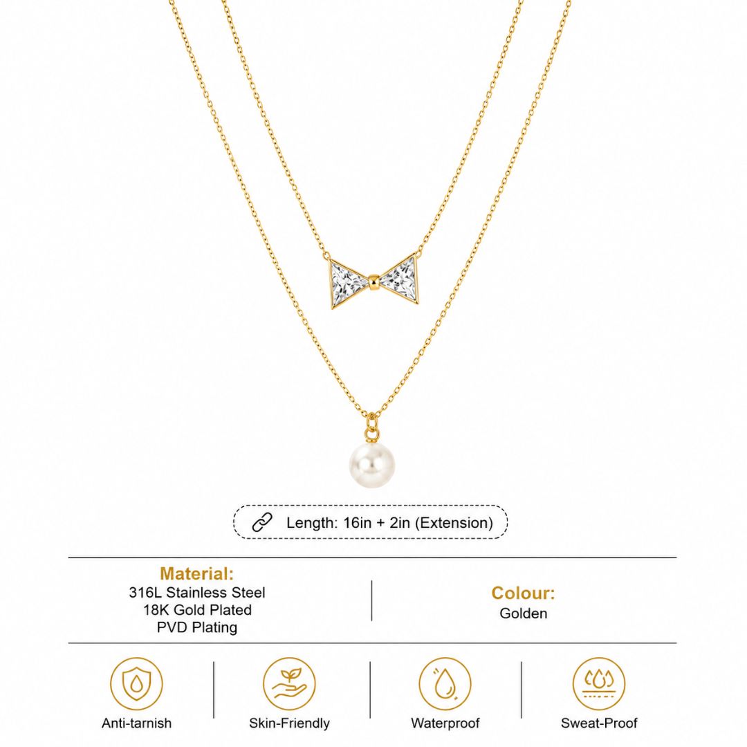 Pearl & Bow Necklace