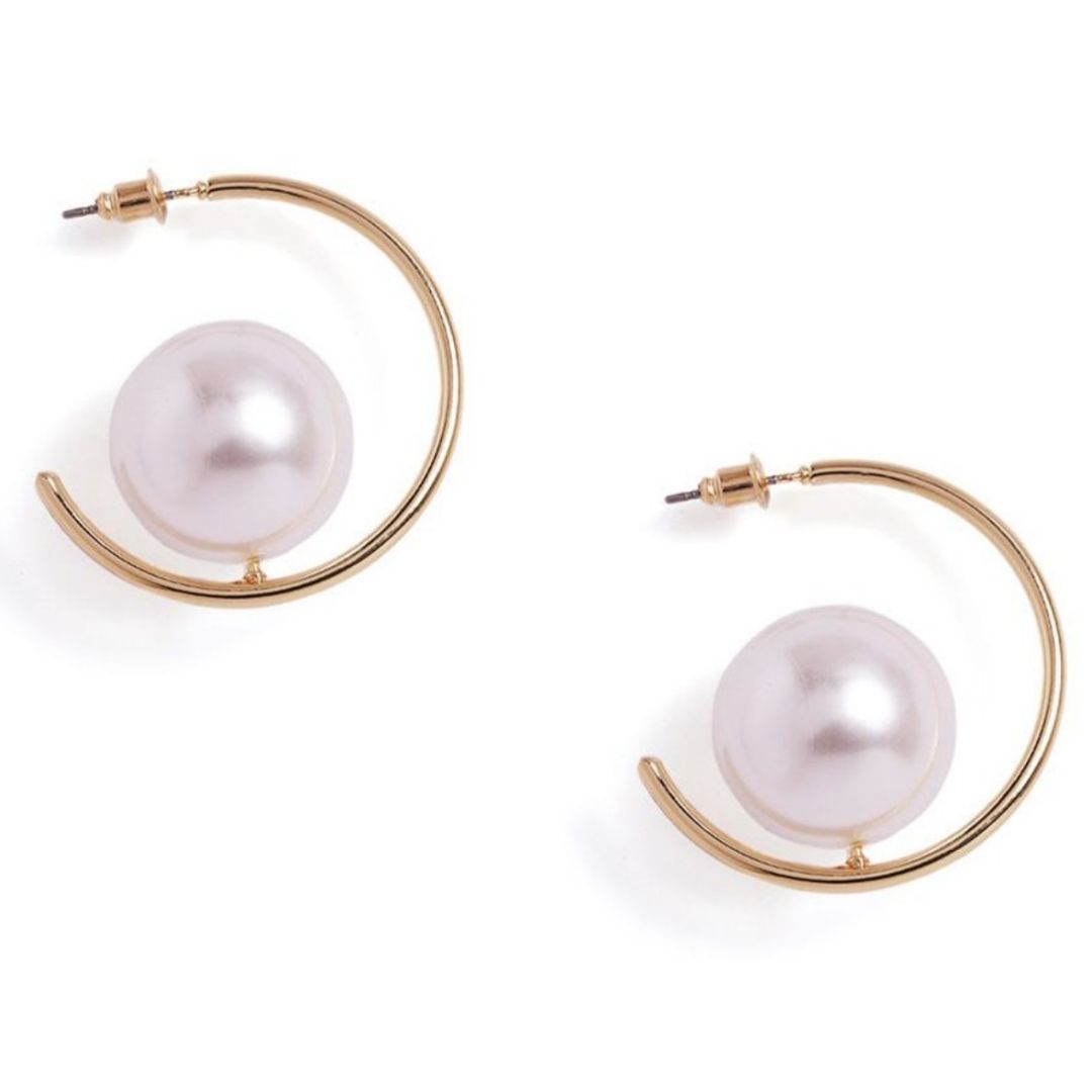 Pearl Spiral Hoop Earrings
