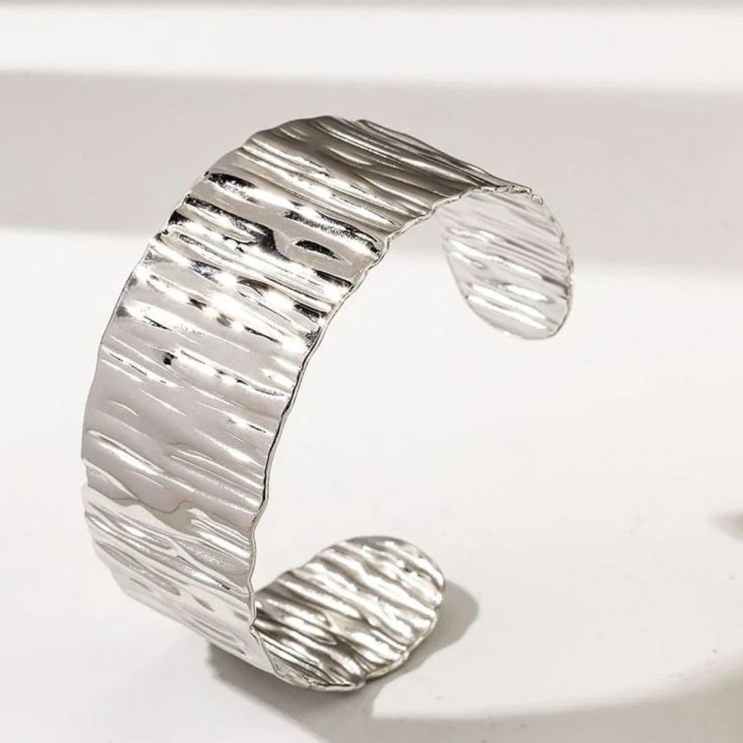 Textured Silver Cuff Bracelet