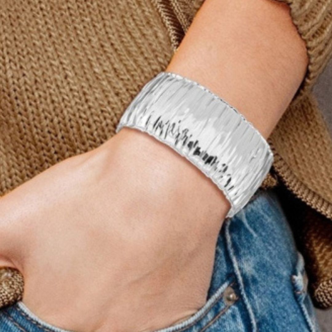 Textured Silver Cuff Bracelet