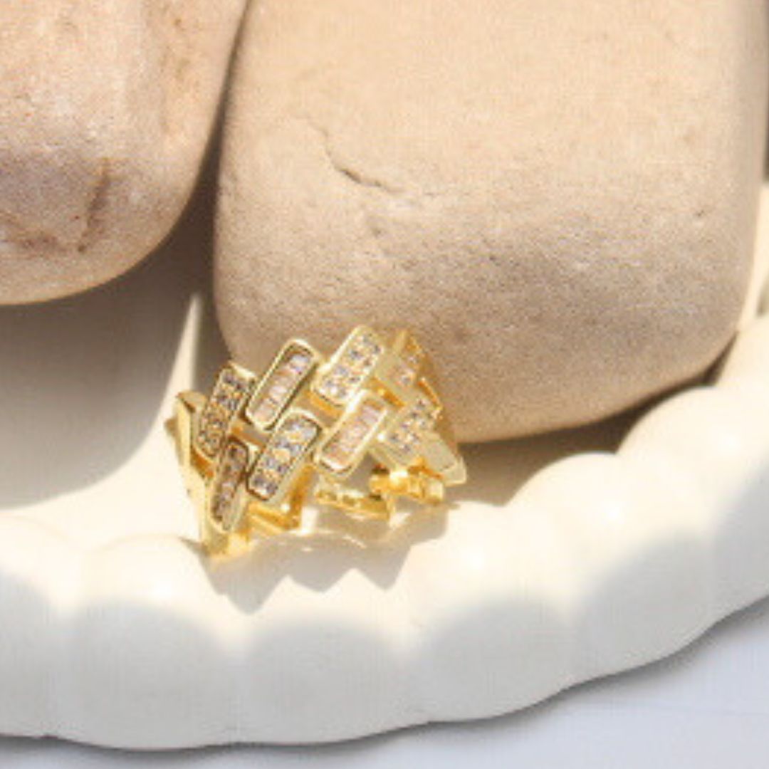 Wide Faux Diamond Unisex Anti-tarnish Ring (RG264)