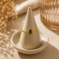Juno Adjustable Green Stone Ring