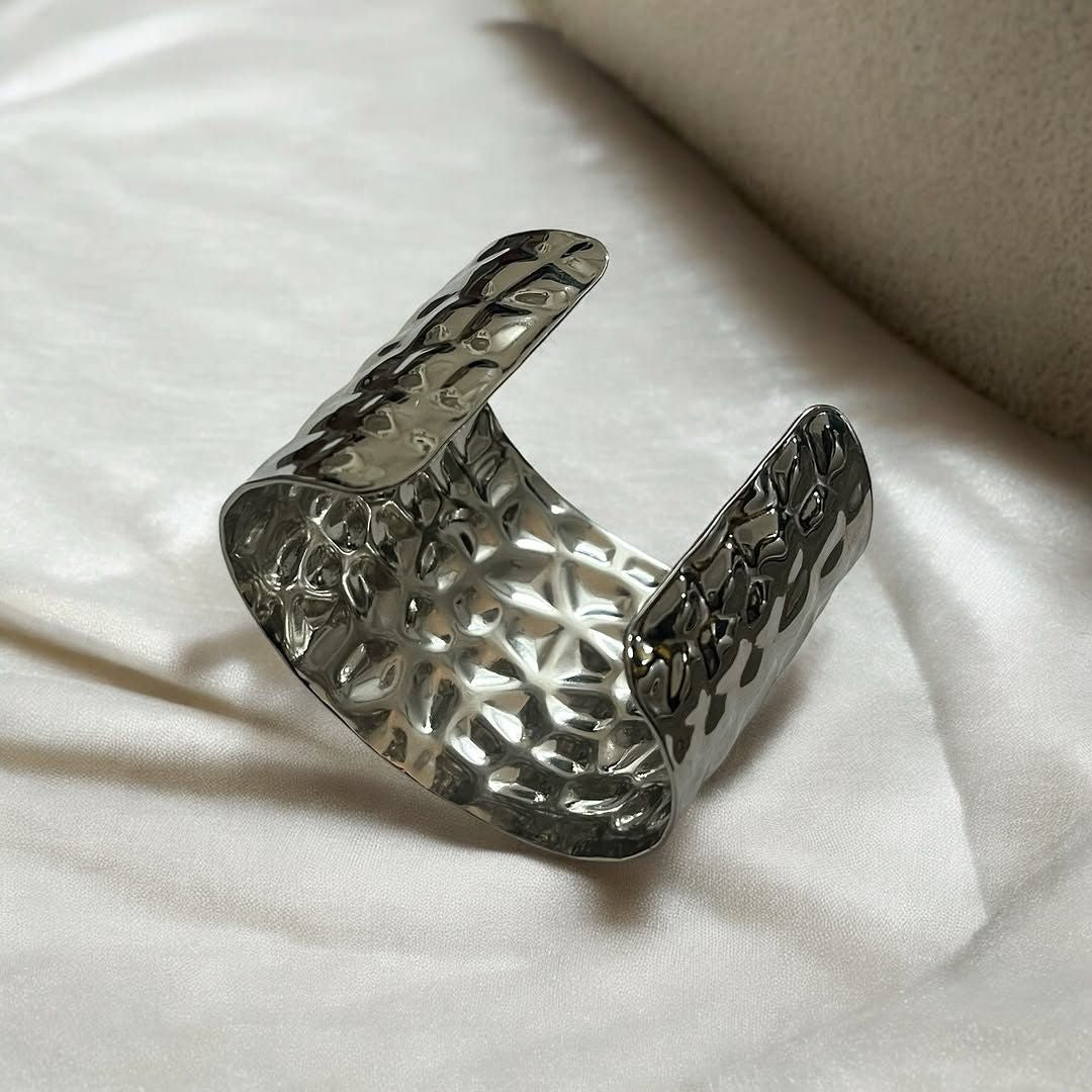 Silver-Tone Hammered Cuff Bracelet