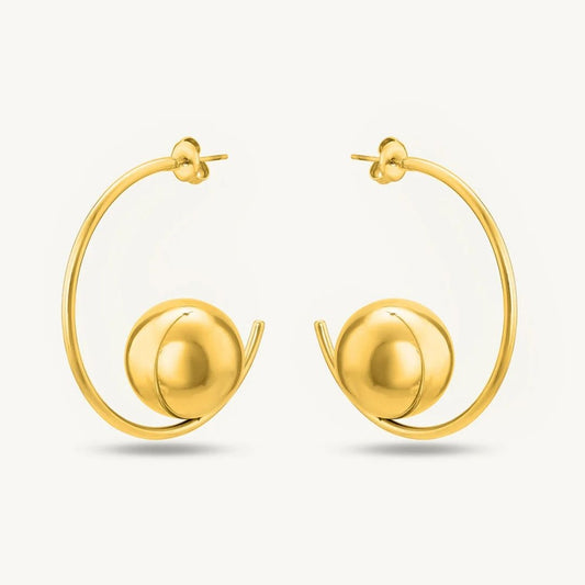 Sculpted Spiral Gold Hoop Earrings