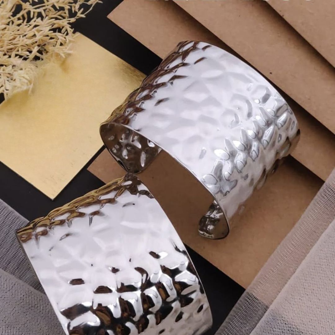 Silver-Tone Hammered Cuff Bracelet