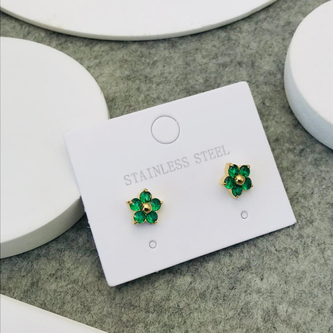 Green Daisy Earrings