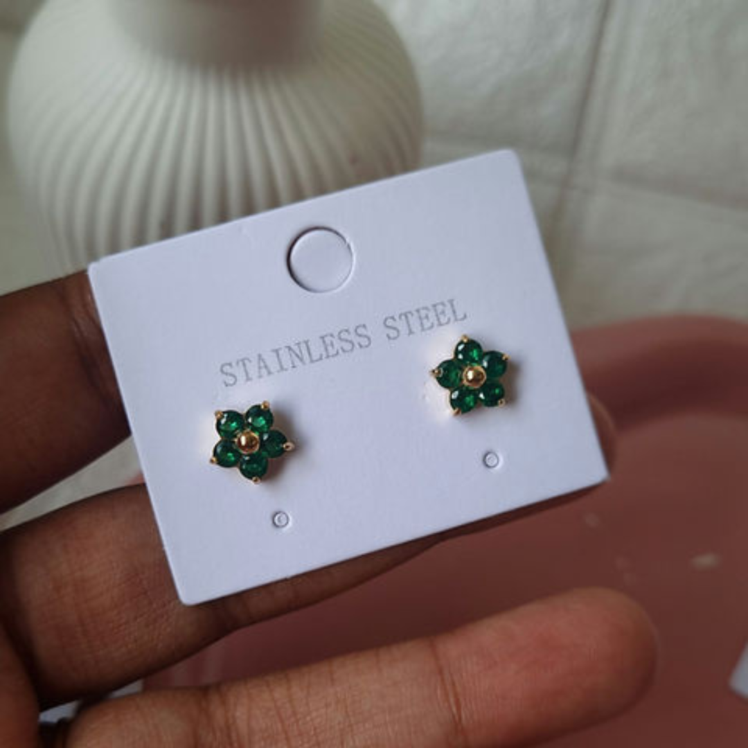 Green Daisy Earrings
