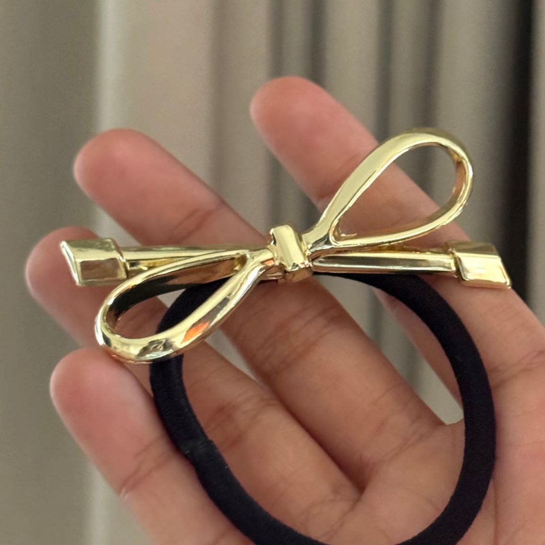 Gold Bow Hair Pony Cuff 3.0