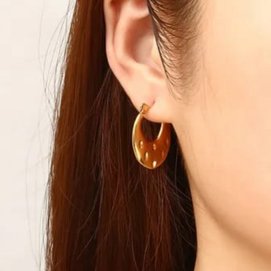Golden dotted Anti-tarnish Hoops