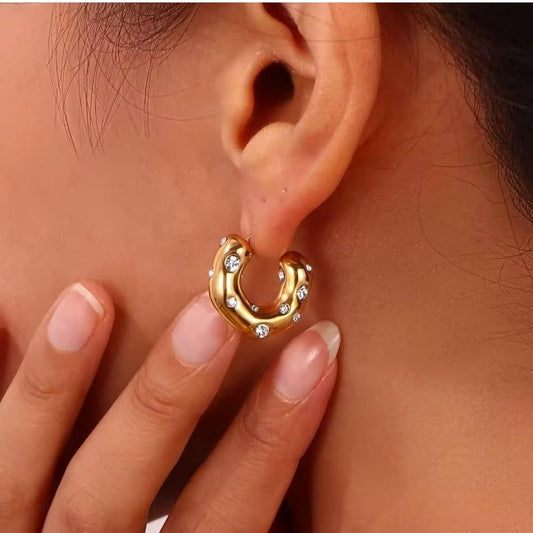 Crystal-Studded Chunky Earrings