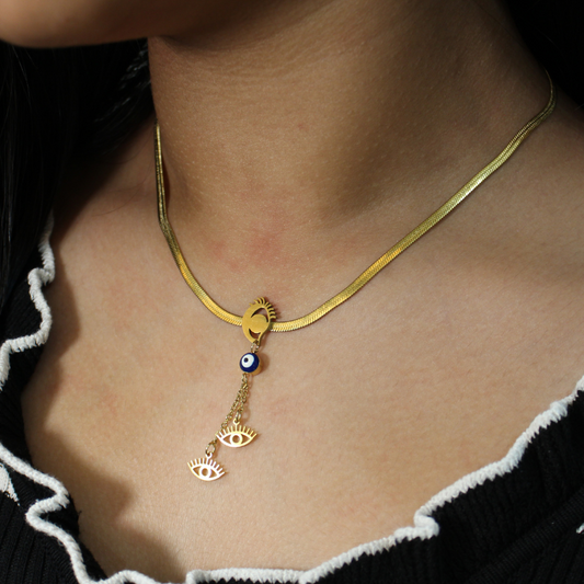Evil Eye Rose Gold Anti-tarnish  Necklace