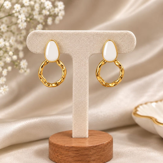 Ivory Ripple Hoop Earrings