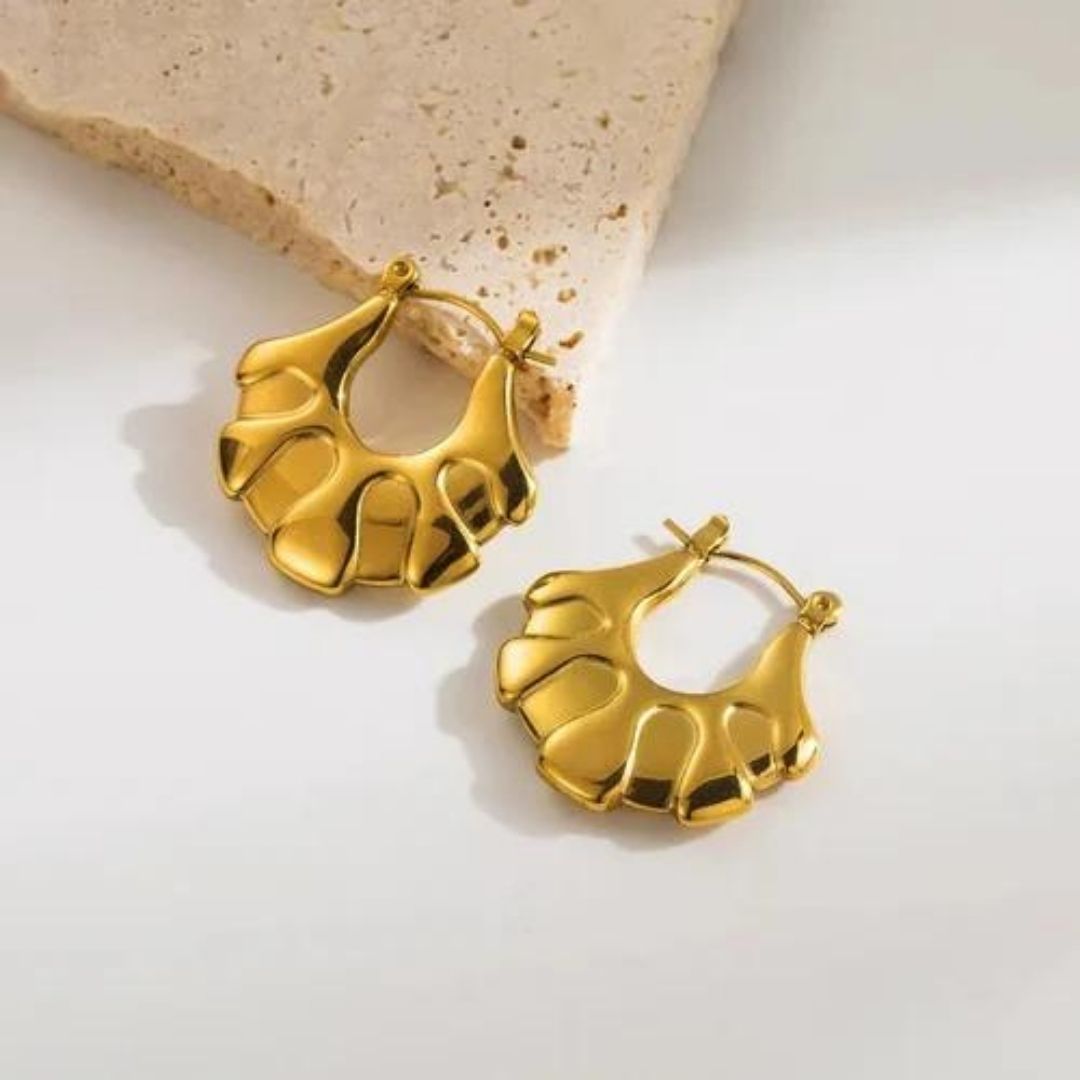 Golden Chunky Anti-tarnish Hoops (ER163)