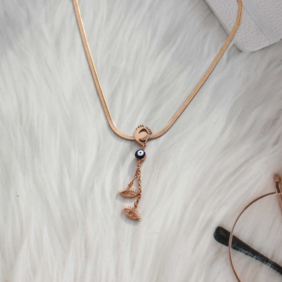Evil Eye Rose Gold Anti-tarnish  Necklace