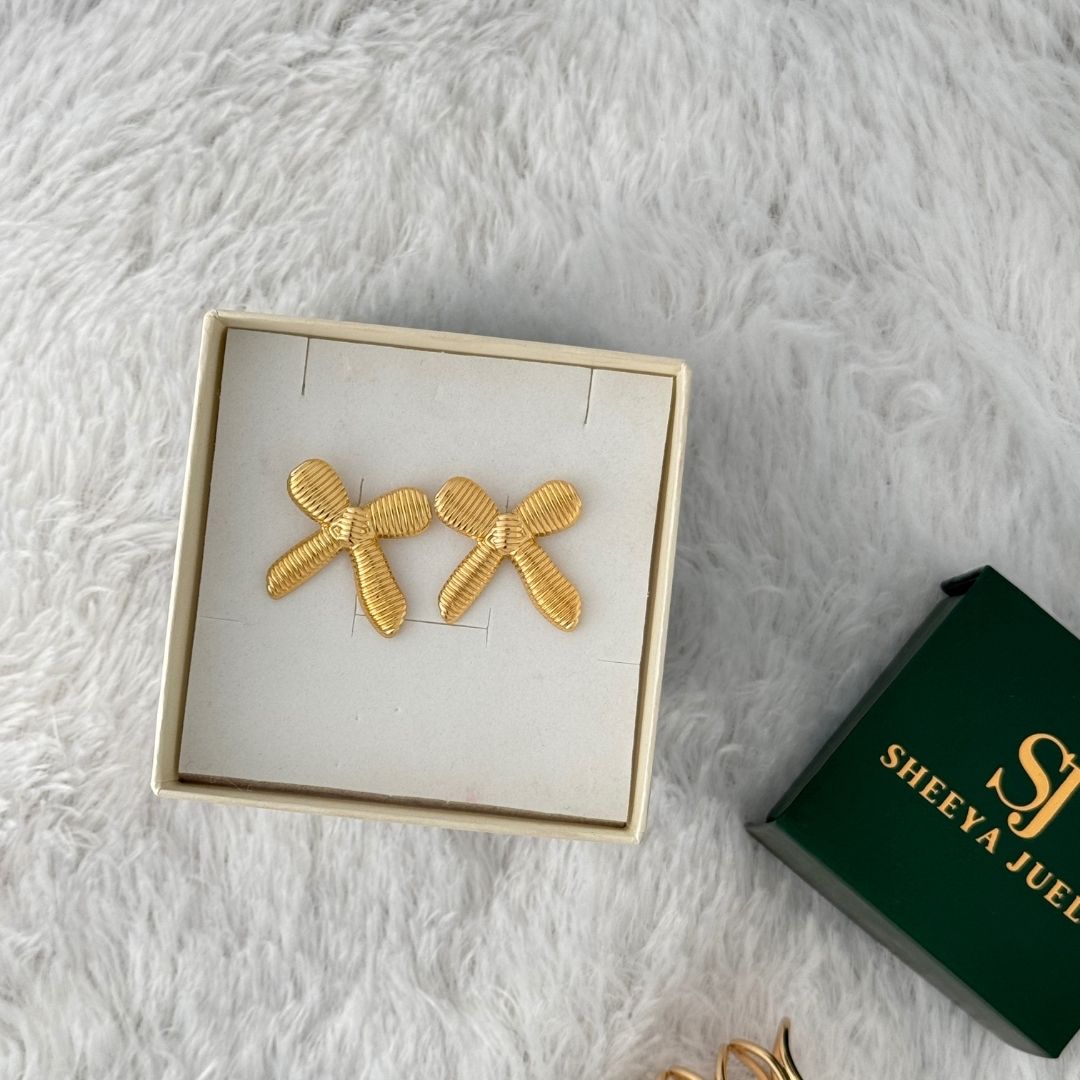 Golden Bow Knot Earrings