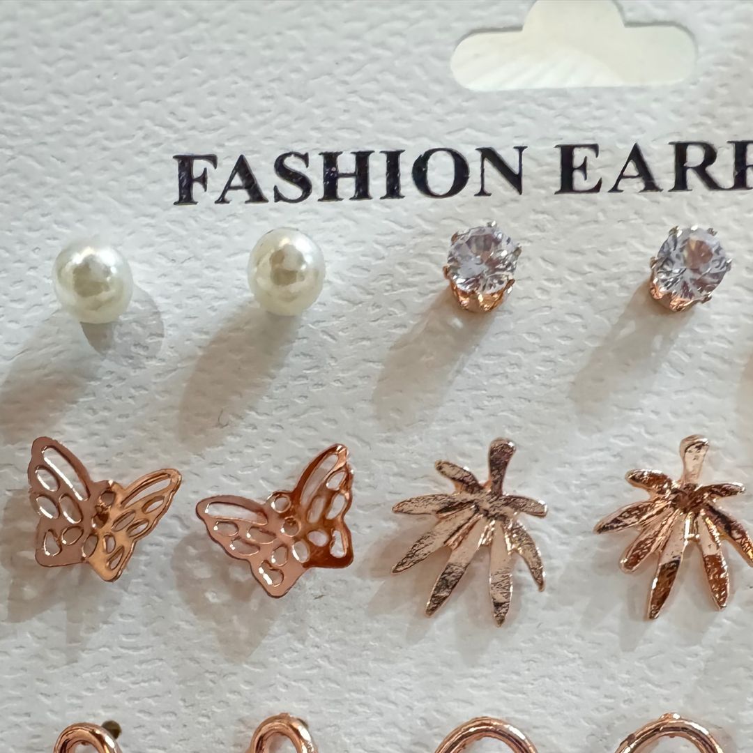 Florida Rosegold Earrings Combo (9 Earrings)