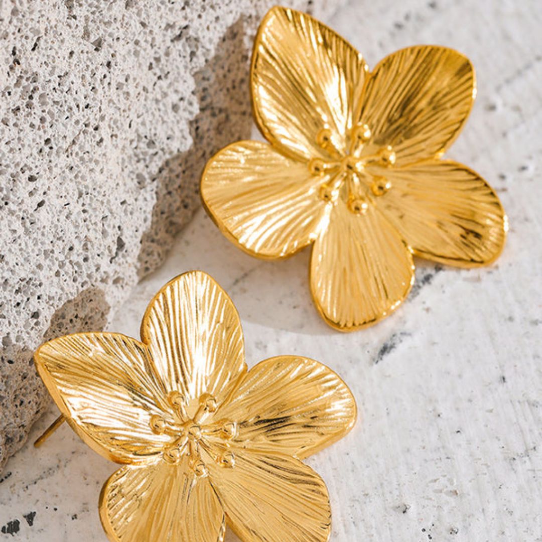 Gold Flower Anti-tarnish Earrings (ER141)