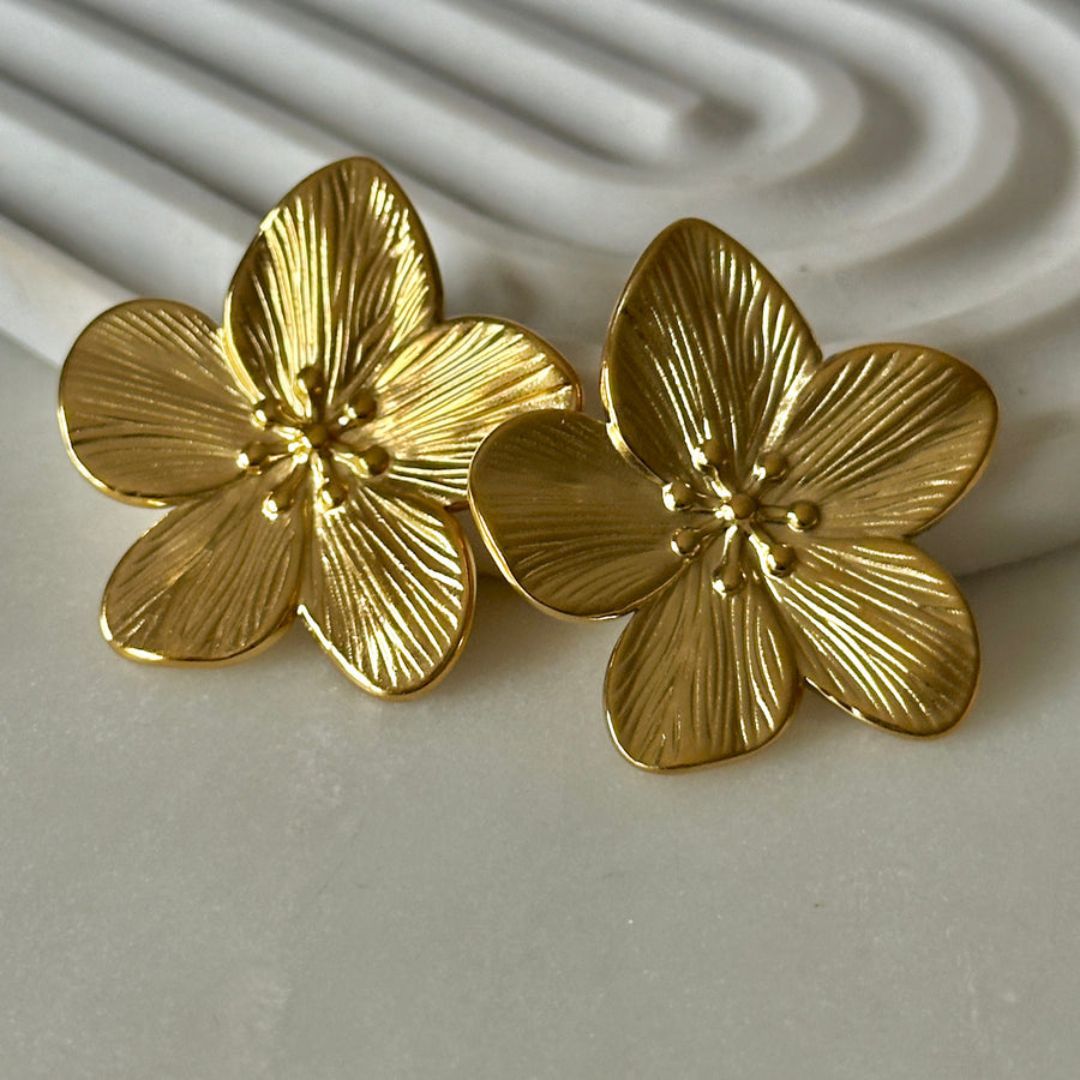 Gold Flower Anti-tarnish Earrings (ER141)
