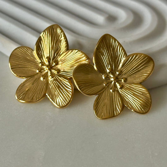 Gold Flower Anti-tarnish Earrings