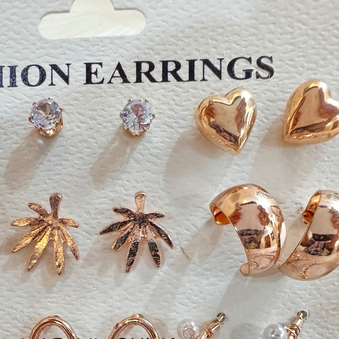 Florida Rosegold Earrings Combo (9 Earrings)
