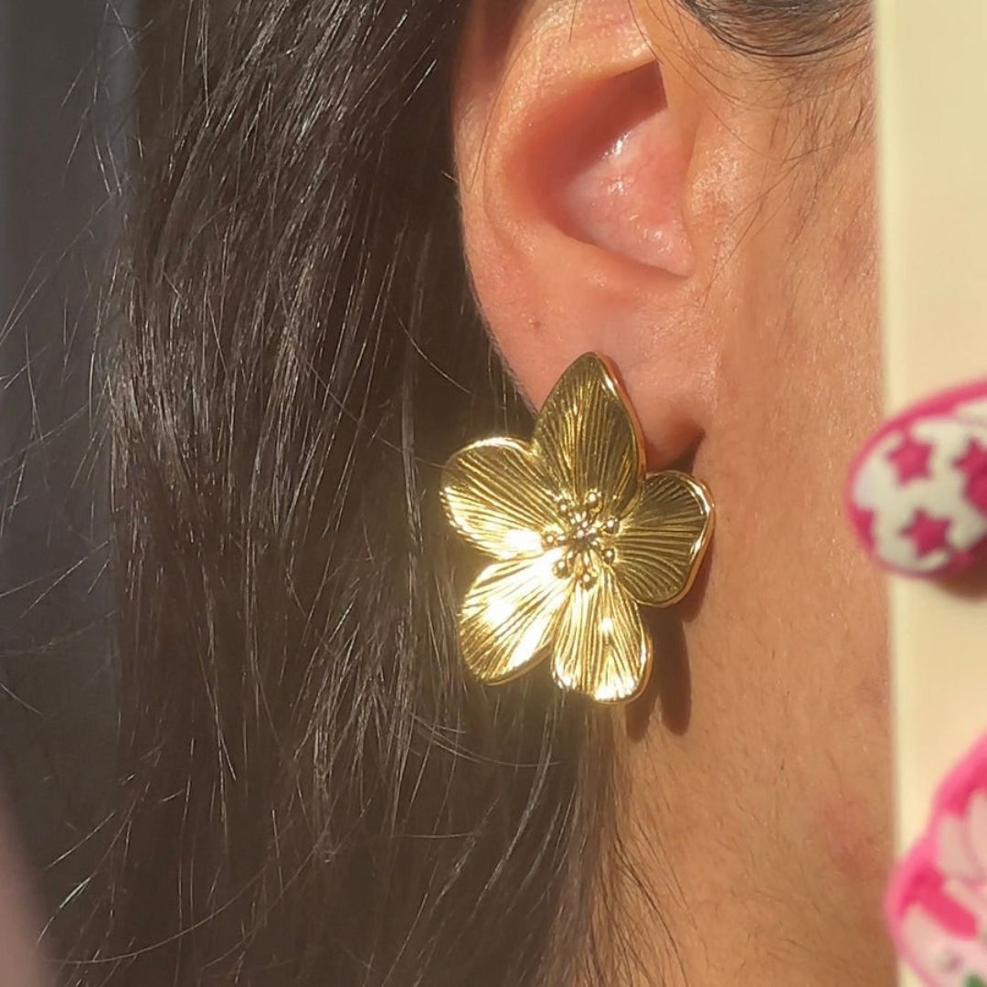 Gold Flower Anti-tarnish Earrings (ER141)