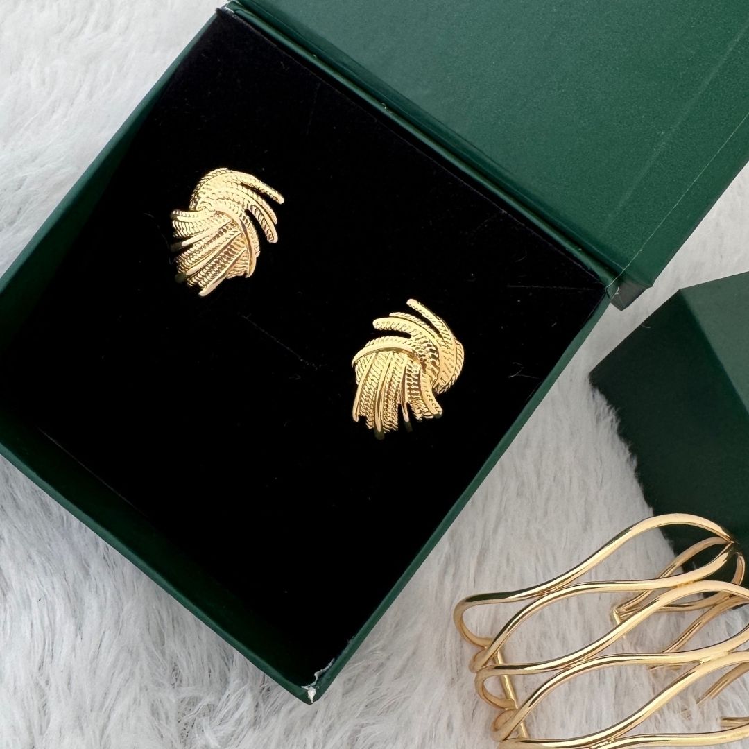 Golden Swirl Statement Earrings