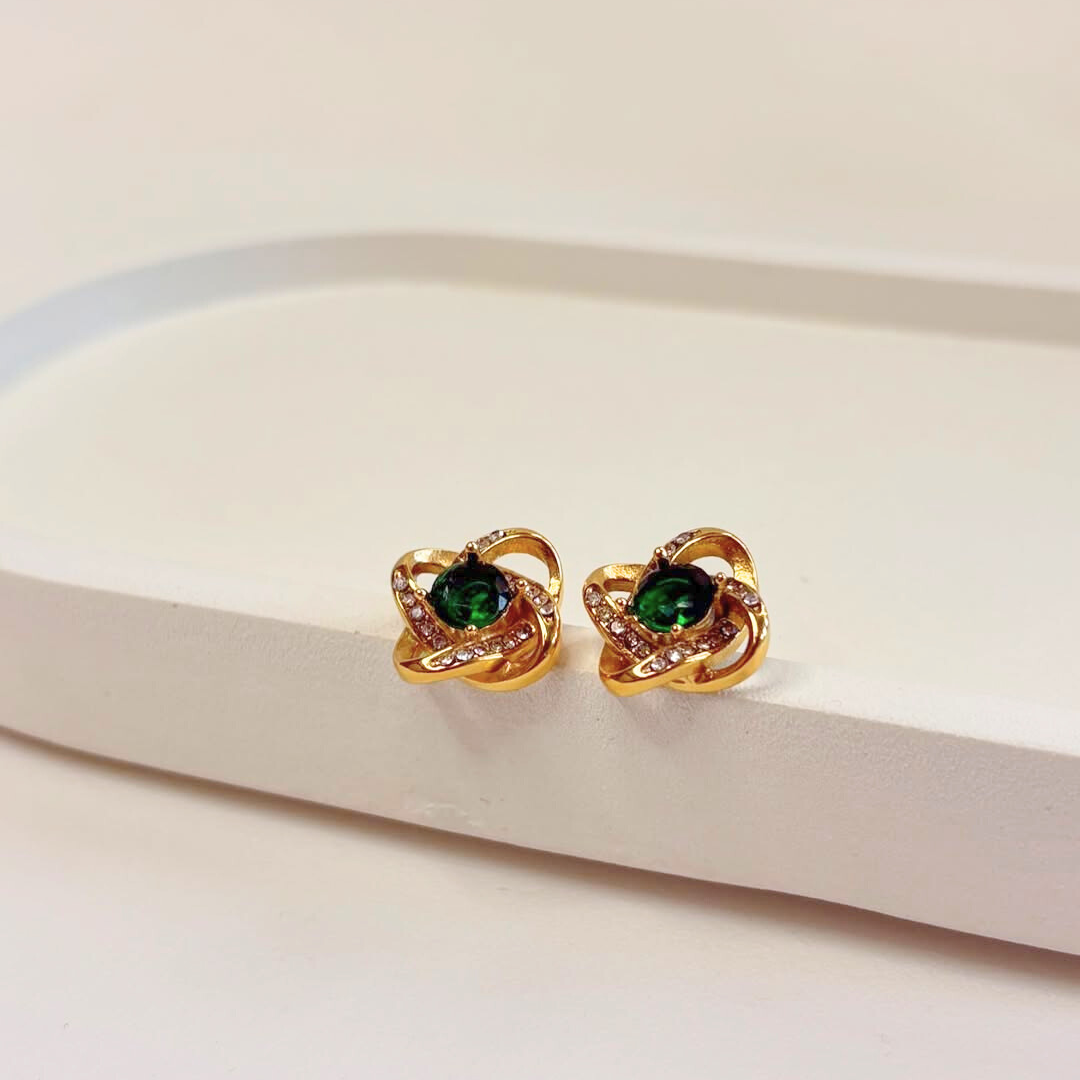 Green Crossover Earrings