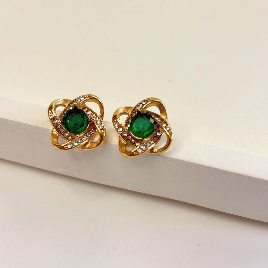 Green Crossover Earrings