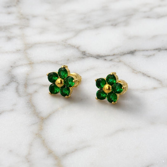 Dazzling Daisy Green Earrings