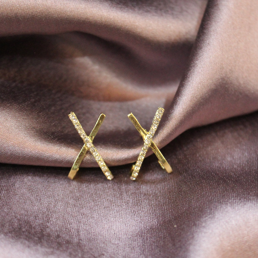 Golden Cross Stud Earrings (ER127)