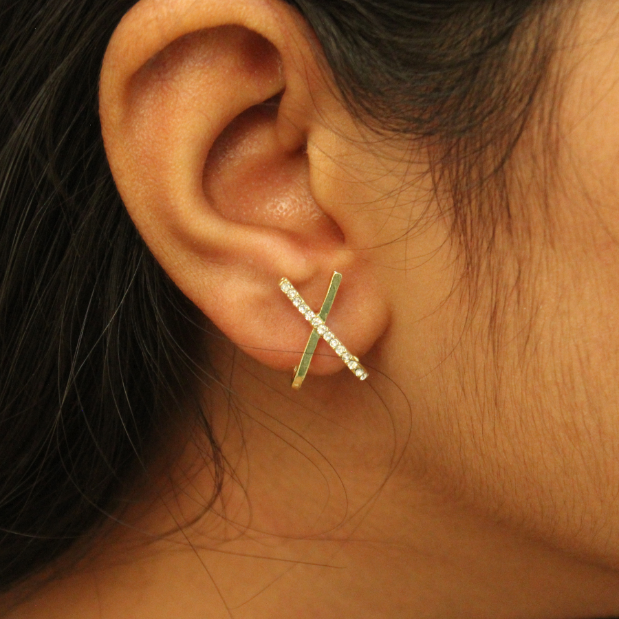 Golden Cross Stud Earrings (ER127)