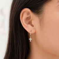 Dainty Cross Hoop Earrings