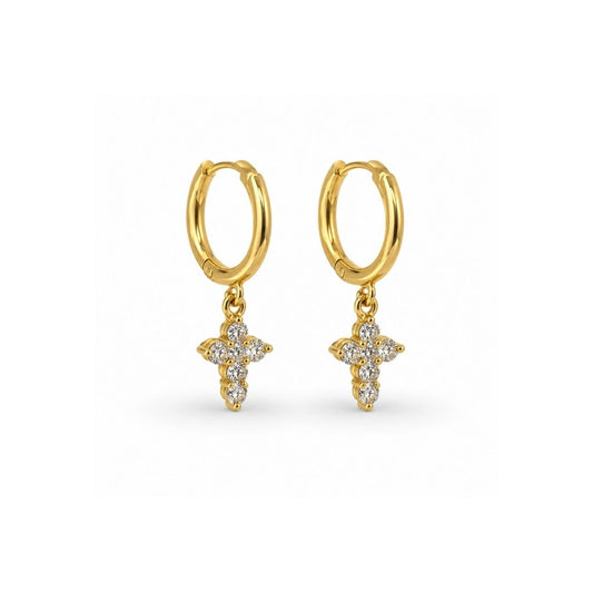 Dainty Cross Hoop Earrings