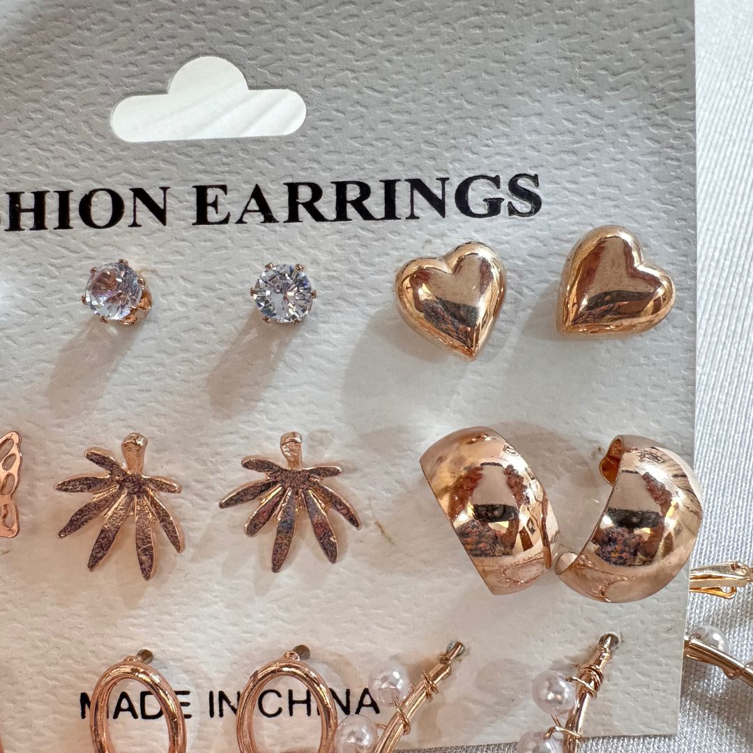 Florida Rosegold Earrings Combo (9 Earrings)