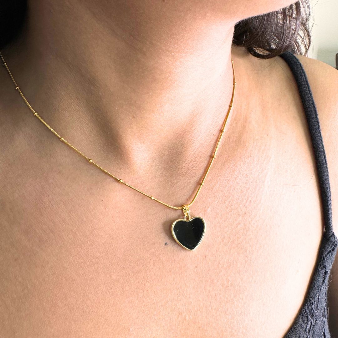 Black heart Anti-tarnish Necklace (NL6019)