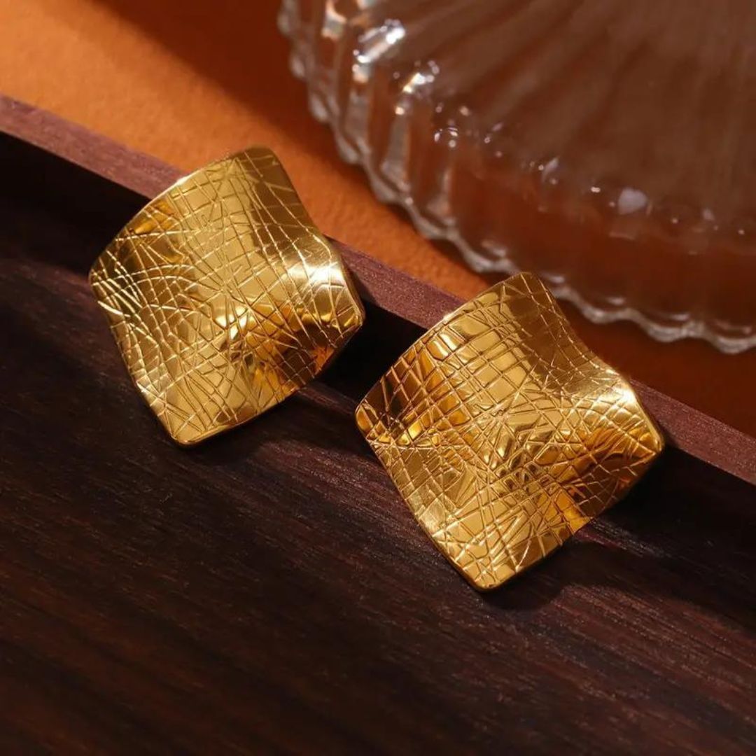 Wavy Square Anti-tarnish Earrings (ER136)