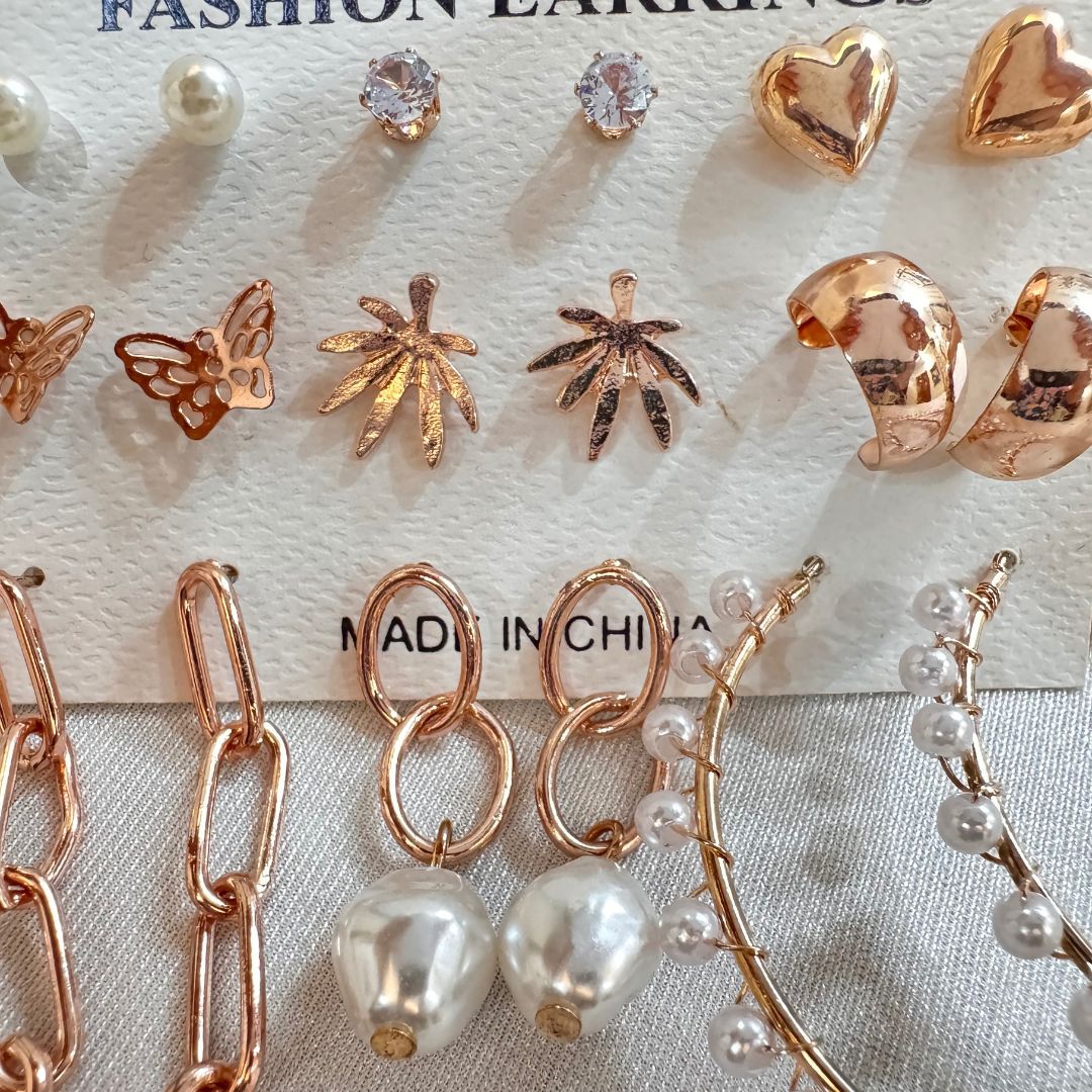 Florida Rosegold Earrings Combo (9 Earrings)