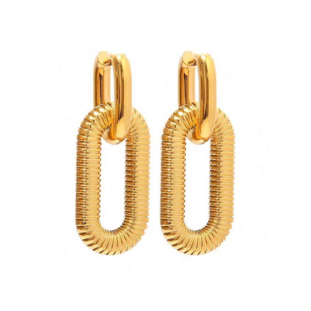Bolt Loop Gold Hoops Earrings