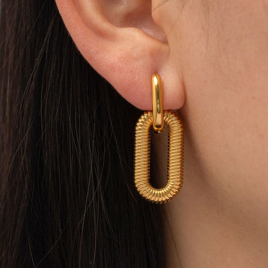 Bolt Loop Gold Hoops Earrings