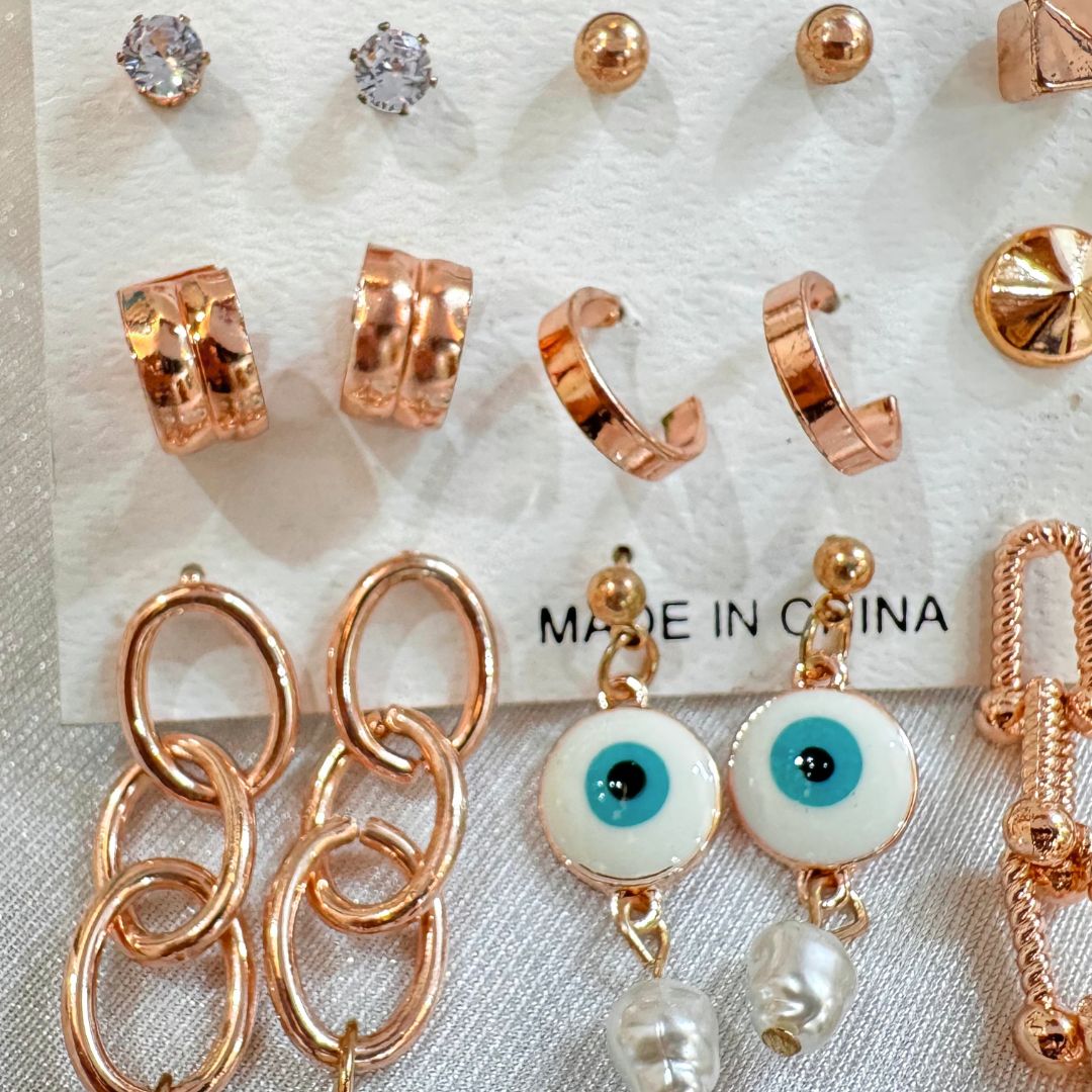 Manhatten Rosegold Earrings Combo (9 Earrings)